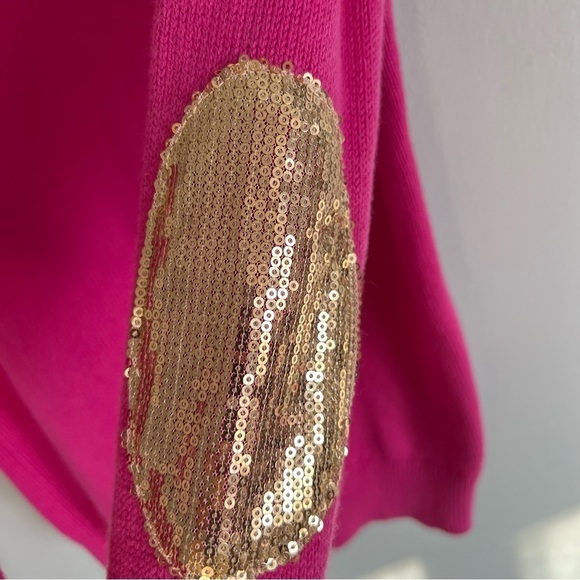 Banana Republic Cotton Angora Blend Crew Neck Sweater Sz S Pink Barbie Sequins - Picture 6 of 9